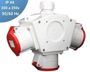 TOMACORRIENTE TRIPLE AÉREO (pulpo) 32A 3P+T 415V ROJO 6H IP44 MENNEKES
