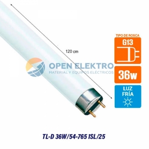 TUBO FLUORESCENTE RECTO T8 36W/54 6200K TLD STANDAR PHILIPS