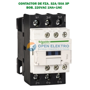CONTACTOR DE FZA. 32A 3P BOBINA 220VAC 1NA+1NC TESYS SCHNEIDER ELECTRIC