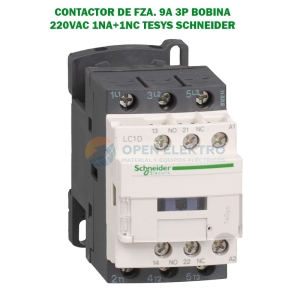 CONTACTOR DE FZA. 9A 3P BOBINA 220VAC 1NA+1NC TESYS SCHNEIDER ELECTRIC