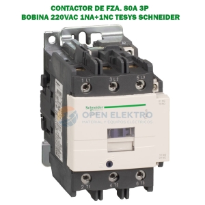 CONTACTOR DE FZA. 80A 3P BOBINA 220VAC 1NA+1NC TESYS SCHNEIDER ELECTRIC