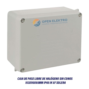 CAJA DE PASE LIBRE DE HALÓGENO SIN CONOS 155X110X63MM IP65 IK 07 SOLERA