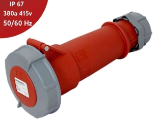 TOMACORRIENTE AÉREO 32A 3P+T 415V ROJO 6H IP67