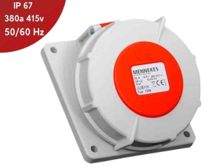 TOMACORRIENTE EMPOTRABLE 32A 3P+T 415V ROJO 6H IP67 MENNEKES