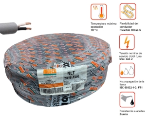 CABLE VULCANIZADO 2X16AWG INDECO