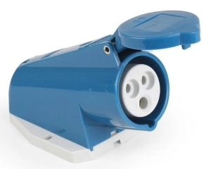 TOMA VISIBLE 16AMP 2P+T 250V AZUL 6H IP44 MENNEKES