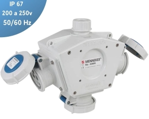 TOMACORRIENTE TRIPLE AÉREO (DELTABOX) 16A 2P+T 250V AZUL 6H MENNEKES