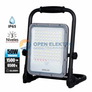 REFLECTOR PORTATIL LED OPALUX 50W 1500LM RECARGABLE MASTERX10